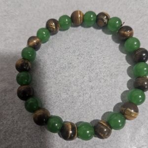 Green and Brown Beaded Bracelet